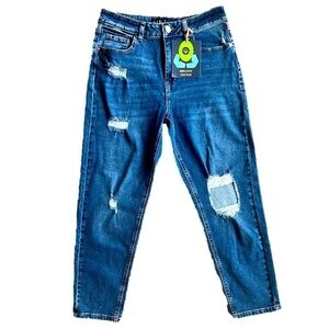 Indigo Rein super high rise ankle deconstructed mom jeans